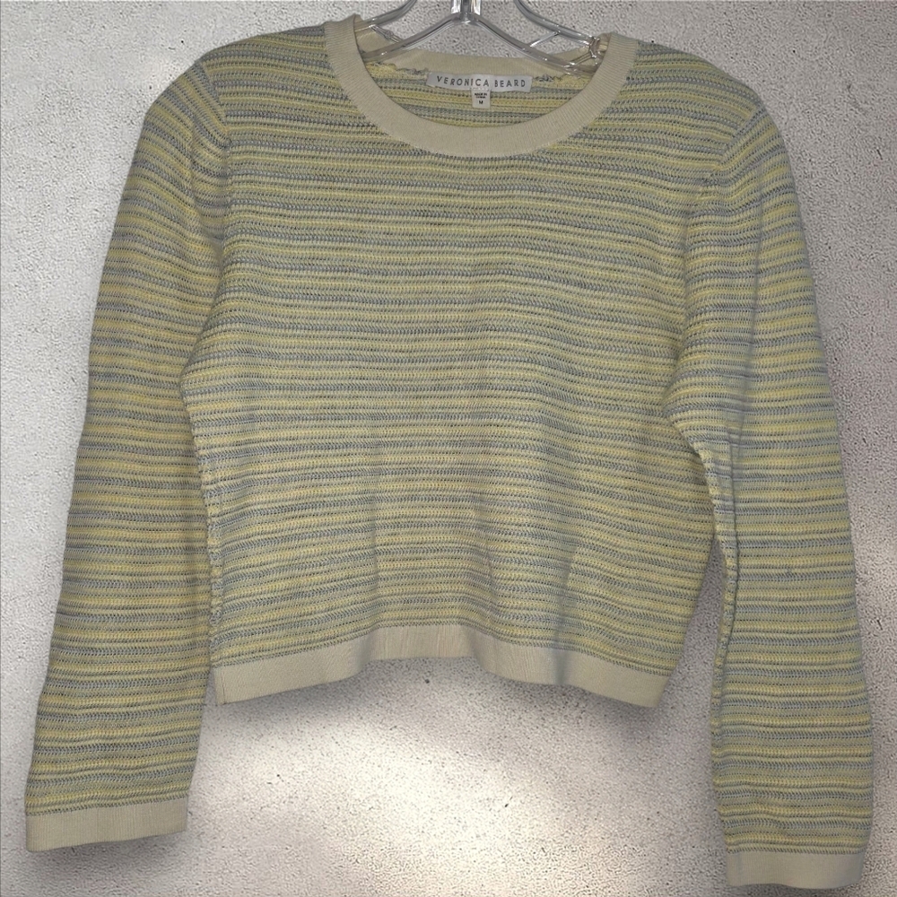 Veronica Beard Boise Striped Cotton Sweater Size Medium